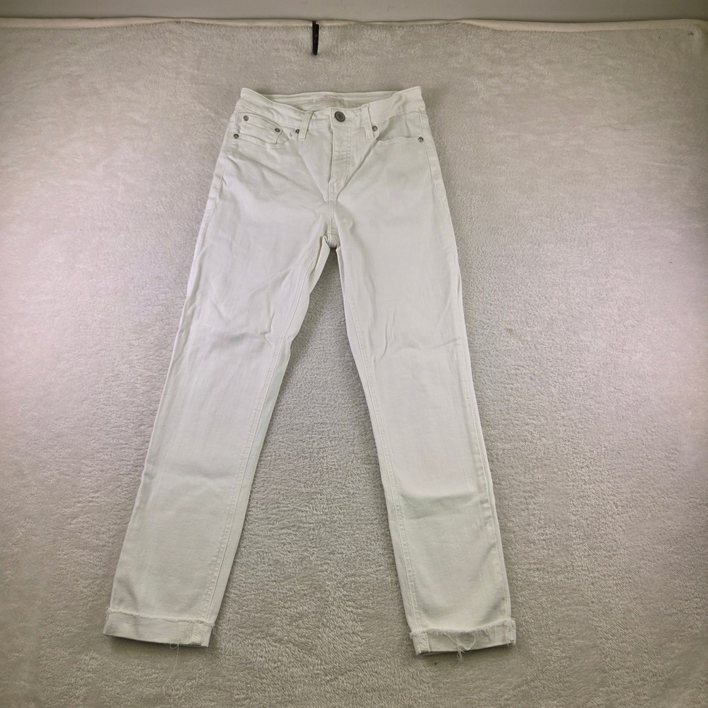 LC Lauren Conrad Skinny Ankle White Frayed Raw Hem Jeans Size 10